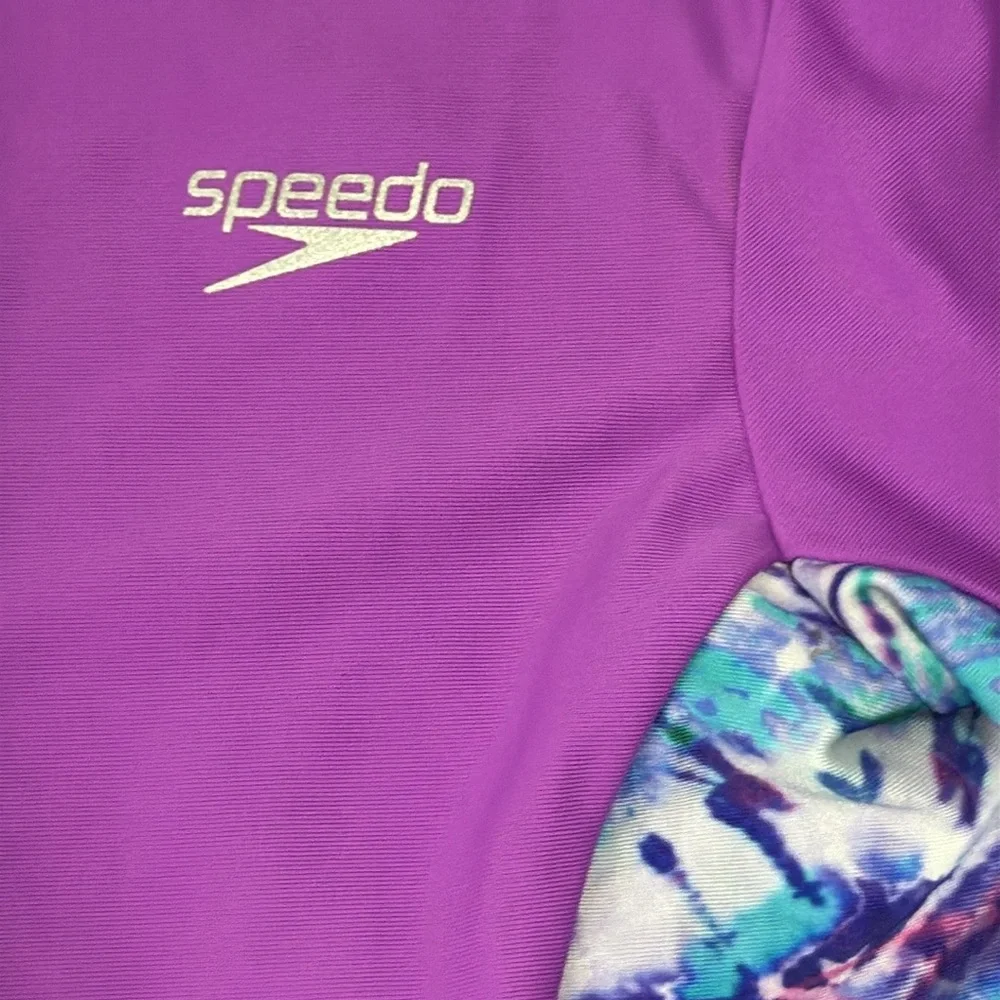 Speedo long sleeve rashguard girls small tropical tie dye beach UV Protection